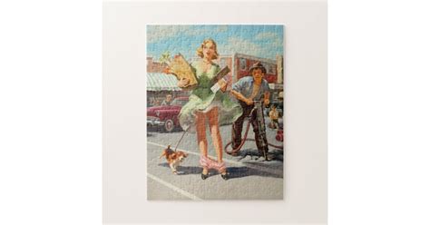 Shake Down Funny Retro Pinup Girl Jigsaw Puzzle Zazzle