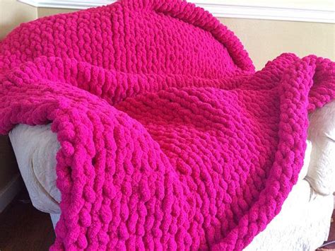 Hot Pink Blanket Super Chunky Throw Chunky Knit Blanket Etsy Chunky