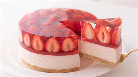 いちごのレアチーズケーキの作り方 No Bake Strawberry Cheesecake＊eggless And Without Oven