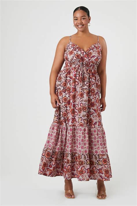 Plus Size Ornate Floral Surplice Maxi Dress