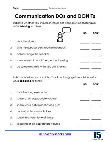 Effective Communication Skills Worksheets