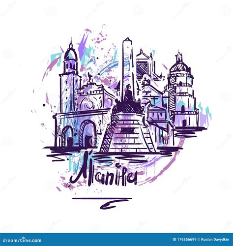 Manila Abstract Color Drawing. Manila Sketch Vector Illustration Stock Illustration ...