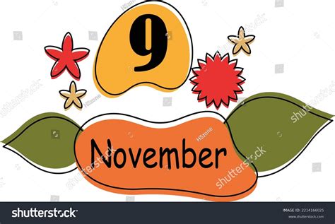 Calendar Day 9 November Vector Illustration Stock Vector Royalty Free