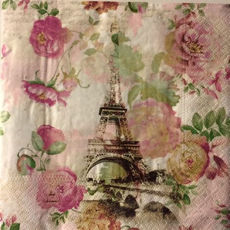 4 Decoupage Napkins Eiffel Tower Rendezvous White Paris Etsy