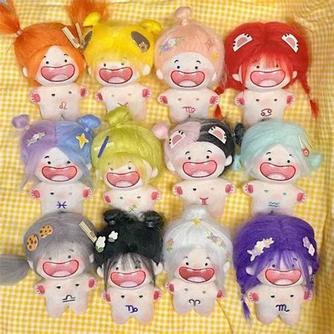 12 Constellations Braided Hair Cotton Doll Plush Rock DIY Naked Doll