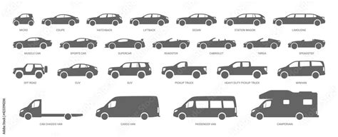 Car body types. Different vehicles. Vector illustration Stock Vector ...