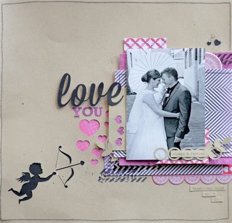 A Scrapbook Page With An Image Of A Couple Holding Each Other And The