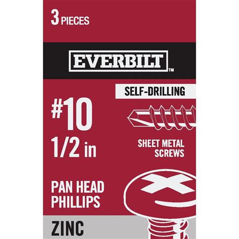 Everbilt 10 X 12 In Phillips Pan Head Zinc Plated Sheet Metal Screw