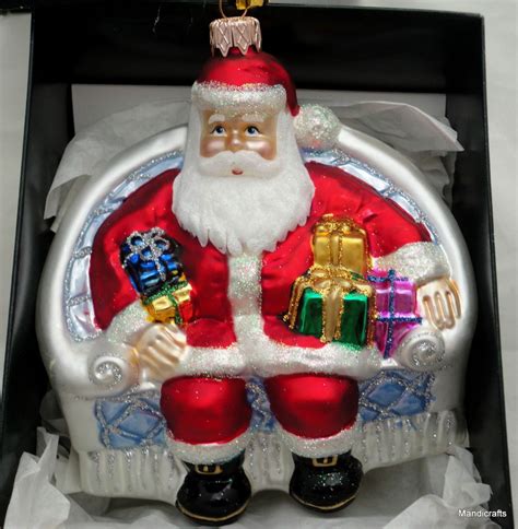 Tree Ornament Hand Blown Art Glass Santa Claus Christmas Ts Poland Boxed Christmas Glass