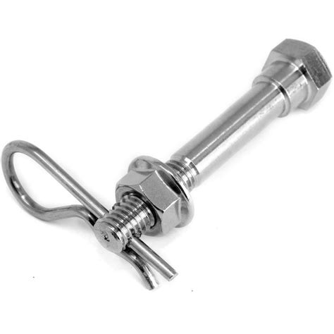 100 Stainless Steel Trailer Hitch Pin Bolt Keeper Grip Clip Kit With Locking Nut