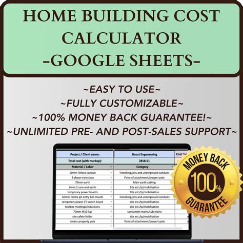 Home Building Cost Calculator Template Estimate Google Sheets Template ...