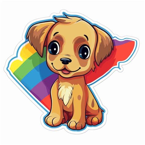 Un Perro De Dibujos Animados Con Un Arco Iris En La Espalda Vector