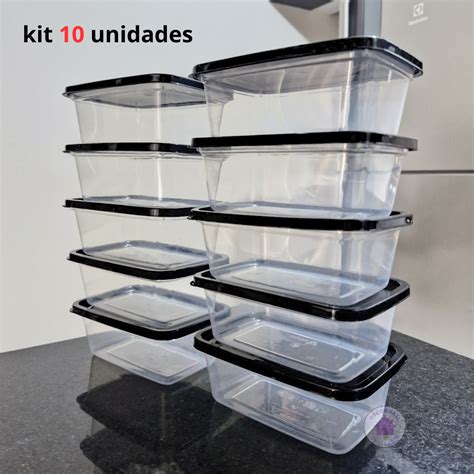 Kit Potes Ml Transparente Organizador Microondas Freezer Bpa