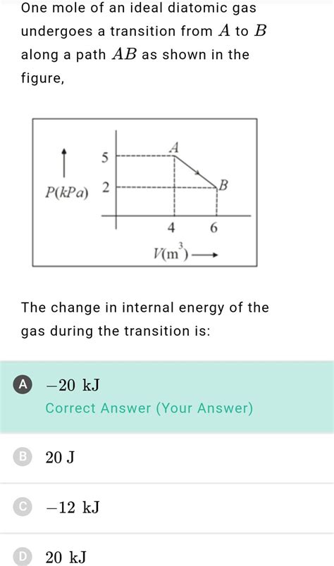 One Mole Of An Ideal Diatomic Gas Undergoes A Transition From A To B Alon