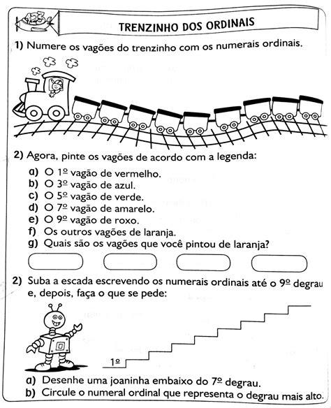 Numeros Ordinais 1 Ano - Atividade Numeros Ordinais 1 Ano - NAZAEDU