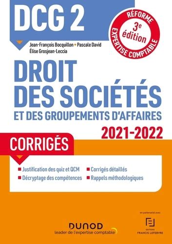 DCG 2 Droit des sociétés et des groupements d affaires Corrigés