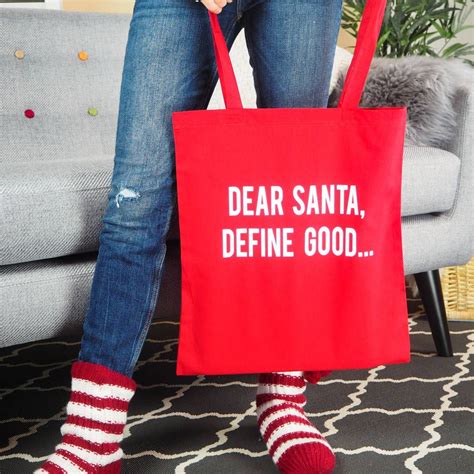 Dear Santa Define Good Christmas Tote Bag By Rock On Ruby Christmas