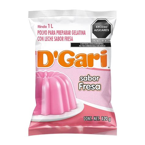 Polvo Para Preparar Gelatina D Gari De Leche Sabor Fresa G