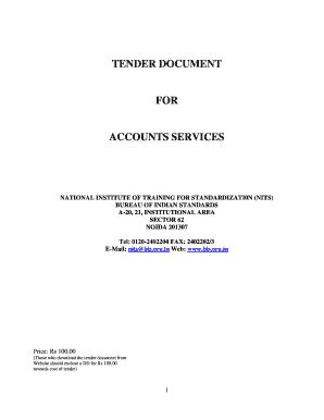 Fillable Online Bis Org Tender Document For Accounts Services Bureau