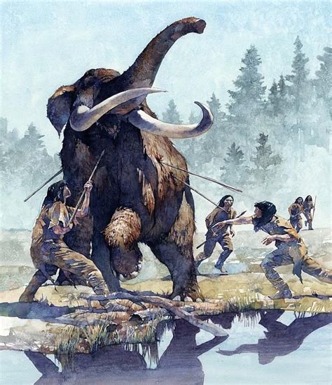 Mastodon Hunt By Greg Harlin Prehistoric Art Prehistoric Animals