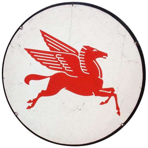 Mobil Pegasus Round Metal Sign Red And White Vintage Signs Old Gas