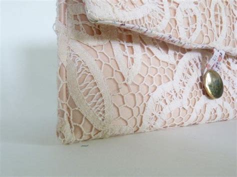 Vintage Lace Nude Envelope Clutch Bag