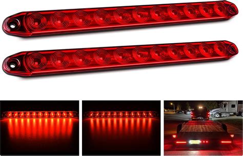 Nilight 2PCS 16 Inch 11 LED Red Trailer Light Bar For Park Stop Turn