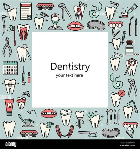 Plantilla Con Iconos De Odontolog A Lineal Elementos Vectoriales