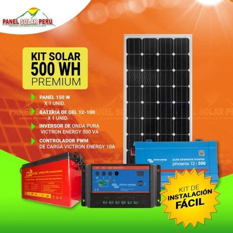 Kit Solar Peru 500W Dia PREMIUM Luz TV Laptop ONDA PURA Panel