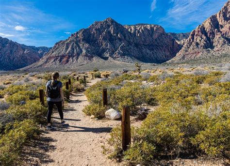 Female Hiker On The First Creek Trail Red Rock Canyon National