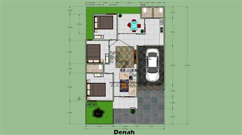 Rancangan Denah Rumah 10x15 1 Lantai 3 Kamar Tidur Denahose