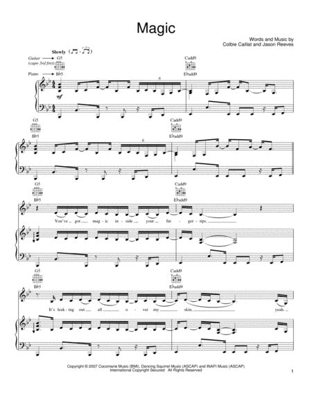 Magic By Colbie Caillat Piano Vocal Guitar Digital Sheet Music