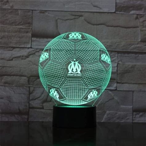 3D Veilleuse Marseille Football Illusion Lampe De Table LED 7 Couleurs