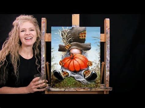 Learn How to Paint SCARECROW GNOME with Acrylic - Paint & Sip at Home- Autumn Step by Step Tuto ...