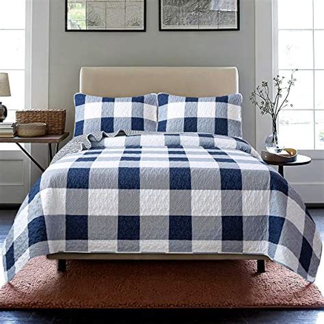 Soul And Lane Checks And Stripes Queen Comforter Set Quilt With 2 Shams