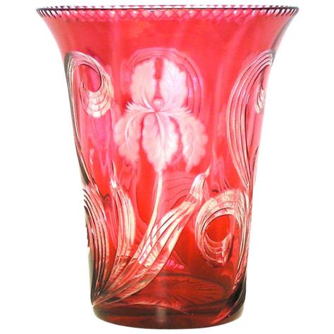 Stevens And Williams Cranberry Cut To Clear Crystal Vase At 1stdibs