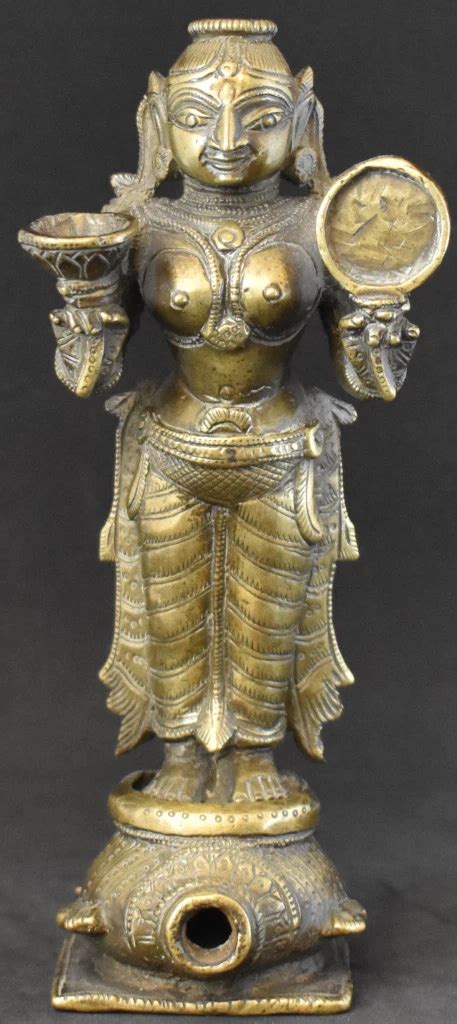 Yamuna Or Deepalakshmi Or A Cosmetic Holder Antique Art Bronze