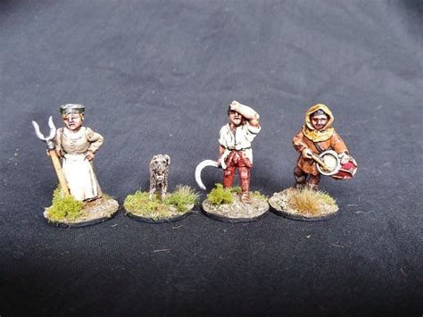 28mm Pro Painted 7including Dogx Medieval Angry Peasants Civilians