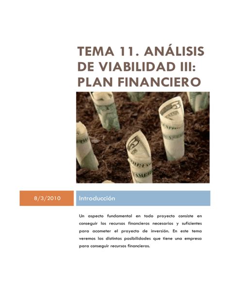 tema 11 análisis de viabilidad iii plan financiero