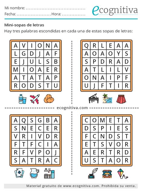 Mini Sopas De Letras Estimulaci N Cognitiva