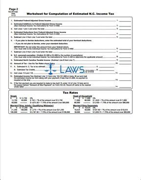 Form NC-40 Individual Estimated Income Tax - North Carolina Forms ...