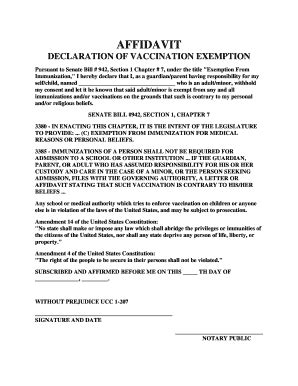 Declaration Of Vaccination Exemption Fill Out And Sign Printable Pdf