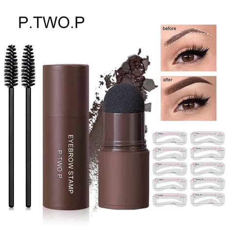 P.TWO.P Eyebrow Stamp Shaping Kit-Brow Powder Stamp Makeup with 10 ...