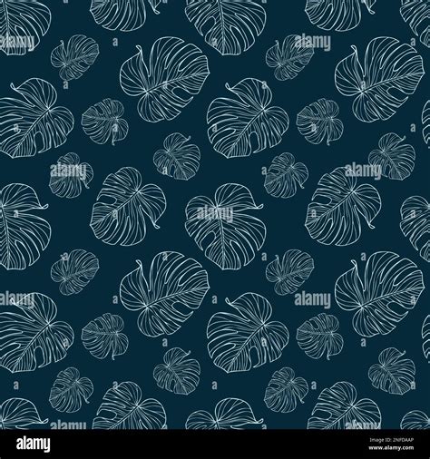 Monstera Leaves Seamless Pattern For Textile Or Wallpapers Vector