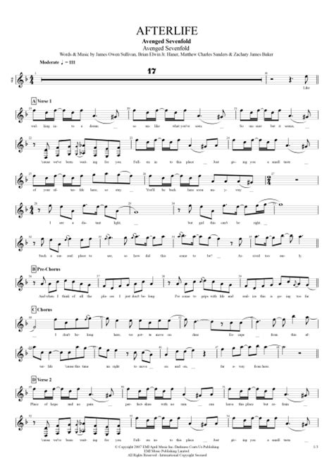 Afterlife Tab By Avenged Sevenfold Guitar Pro Full Score Mysongbook