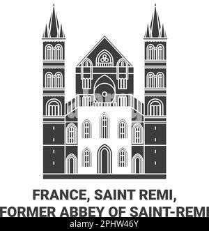 France Former Abbey Of Saint Remi Landmark Line Travel Skyline Set