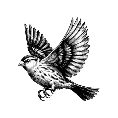 Un Dibujo De Un Pájaro Con Un Fondo Blanco Y Negro Vector Premium