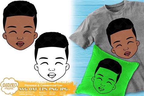 Black Boy Svg 5 Cute Afro Boy Svg Silhouette Svg Didiko Designs