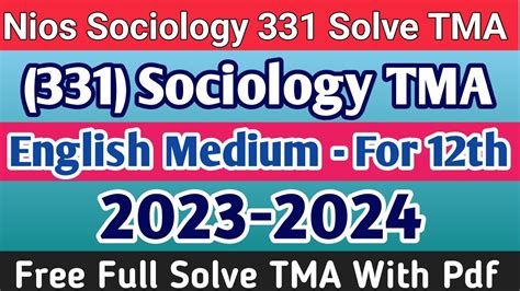 Nios Sociology Tma For Th In English Sociology Tma