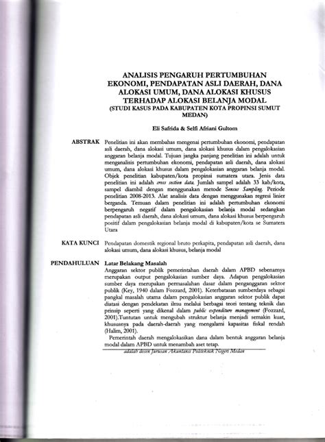 Pdf Analisis Pengaruh Pertumbuhan Ekonomi Pendapatan Asli Daerah